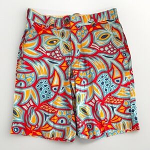 Loudmouth Golf Shorts Mens 32 Fish Print Tropical Resort Tiki Golf Party Preppy